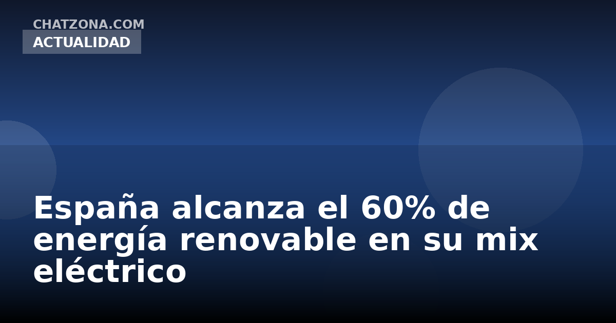 España alcanza el 60% de energía renovable en su mix eléctrico